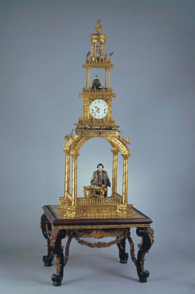 图片[1]-Copper gold-plated writing clock-China Archive